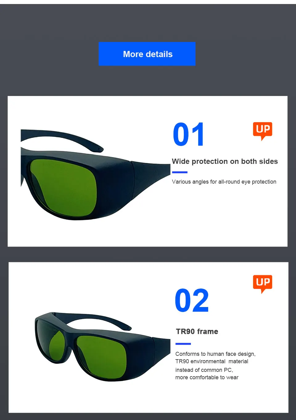 LaserPair 1060-1080nm OD7+ Laserschutzbrille, Speziell für Industrielaser, Schweißen, Markieren, Reinigen – Detail 7