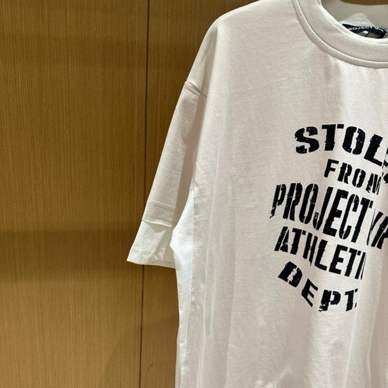 프로젝트 G/R Grailz 2026 비대칭 페이크 투피스 비주얼 디스플레이스먼트 패치워크 레터 프린트 반팔 티셔츠