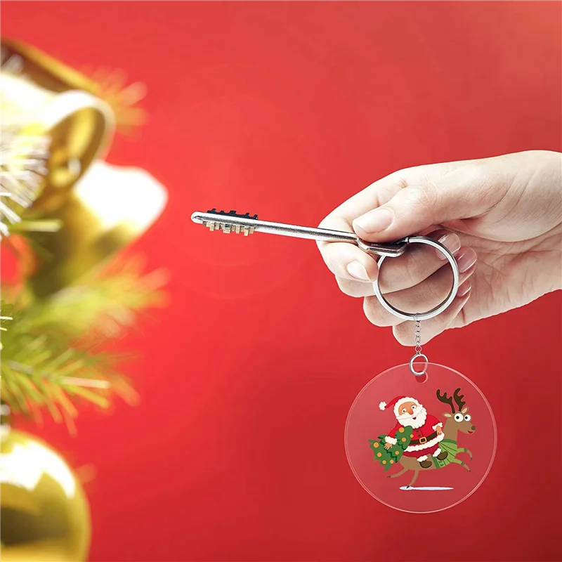 

AB42-100 Pcs 3 Inch Acrylic Blanks With Hole Transparent Circle Ornament Clear Round Acrylic Christmas Ornament Blanks
