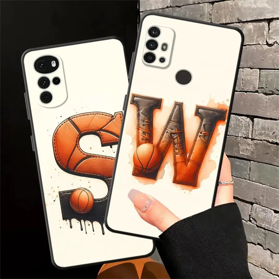 Case for Motorola Moto G51 G73 Edge 20 Pro 30 Lite G22 Edge40 G52 G50 G32 G60s G53 G30 G71 Phone Cover Basketball Letter S W view 4