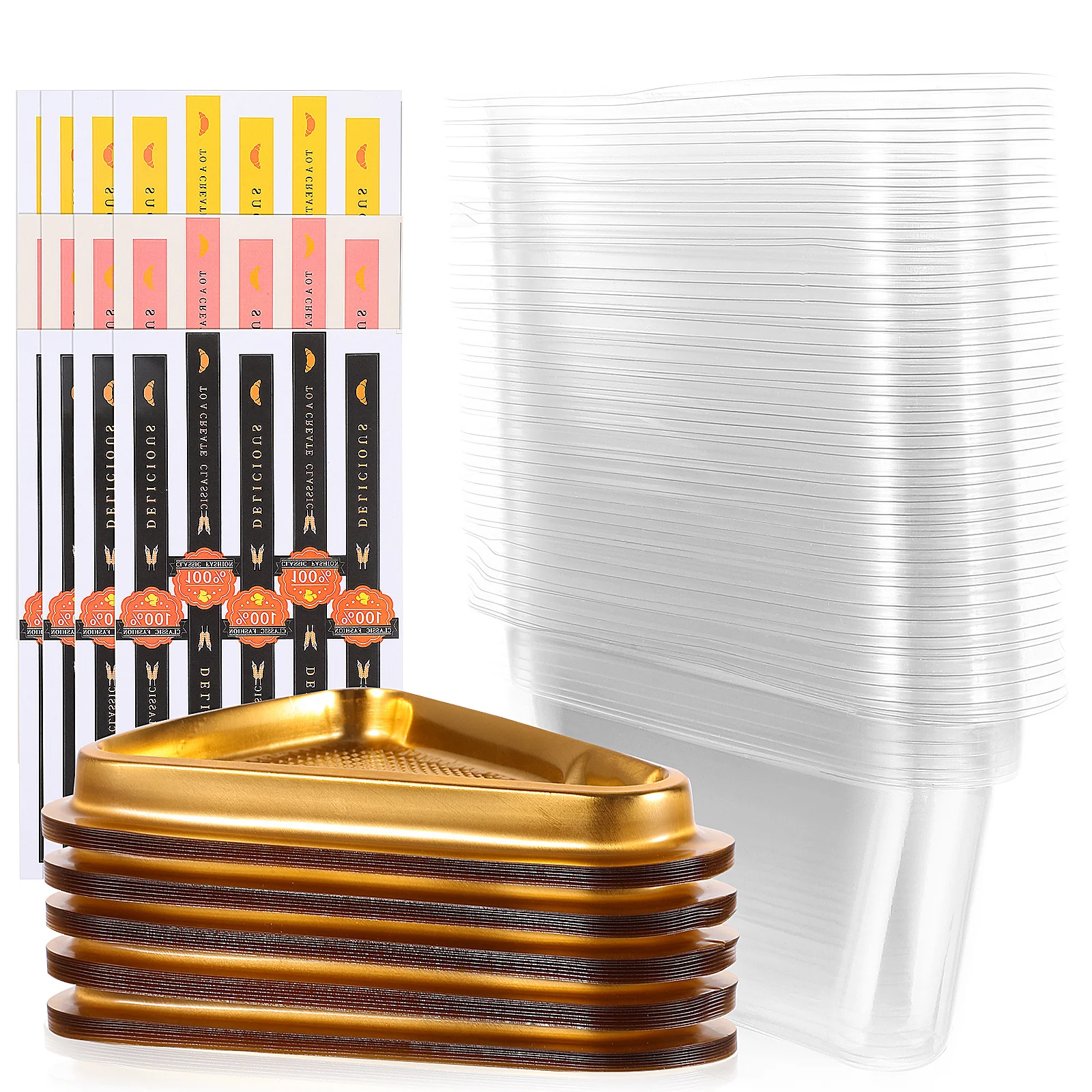 

50pcs Triangular Cake Boxes Transparent Food-Grade Pvc Container For Slice Cakes Mousse Sandwiches Clear Packaging Box For