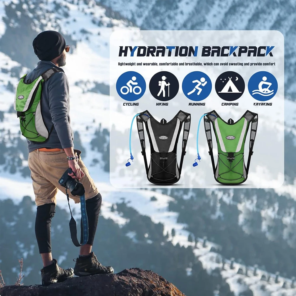1PCS Lightweight Hydration Backpack - Insulated Water Bladder Pack for Cycling,Hiking,Running- Adjustable Design for Men & Women
