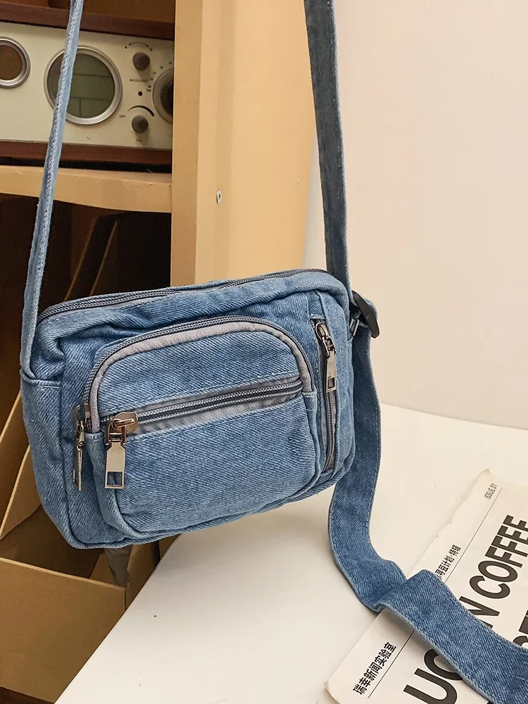 Borsa a tracolla in Denim retrò tinta unita semplice borsa a tracolla Versatile Casual 2024 borse di vendita calda Unisex Bolsas Femininas