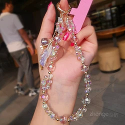 Sweet Clear Crystal Bracelet Boutique Hand Fashion Small Fresh Mobile Cute Phone Lanyard Short Hand Lift Wrist Pendant Bracelet