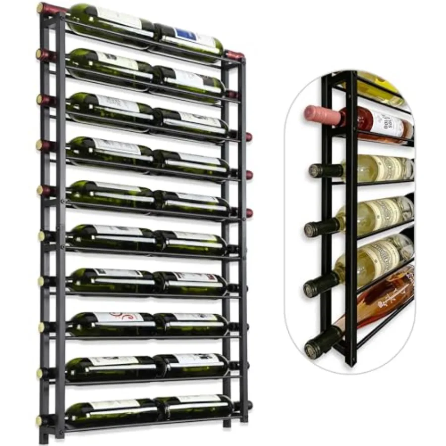 

Wall Mount:Heavy-Duty 20 Bottle Wall Mounted - Large Storage Organizer Display, Rust-Resistant Metal Wine Bottle Shelf for Bar,
