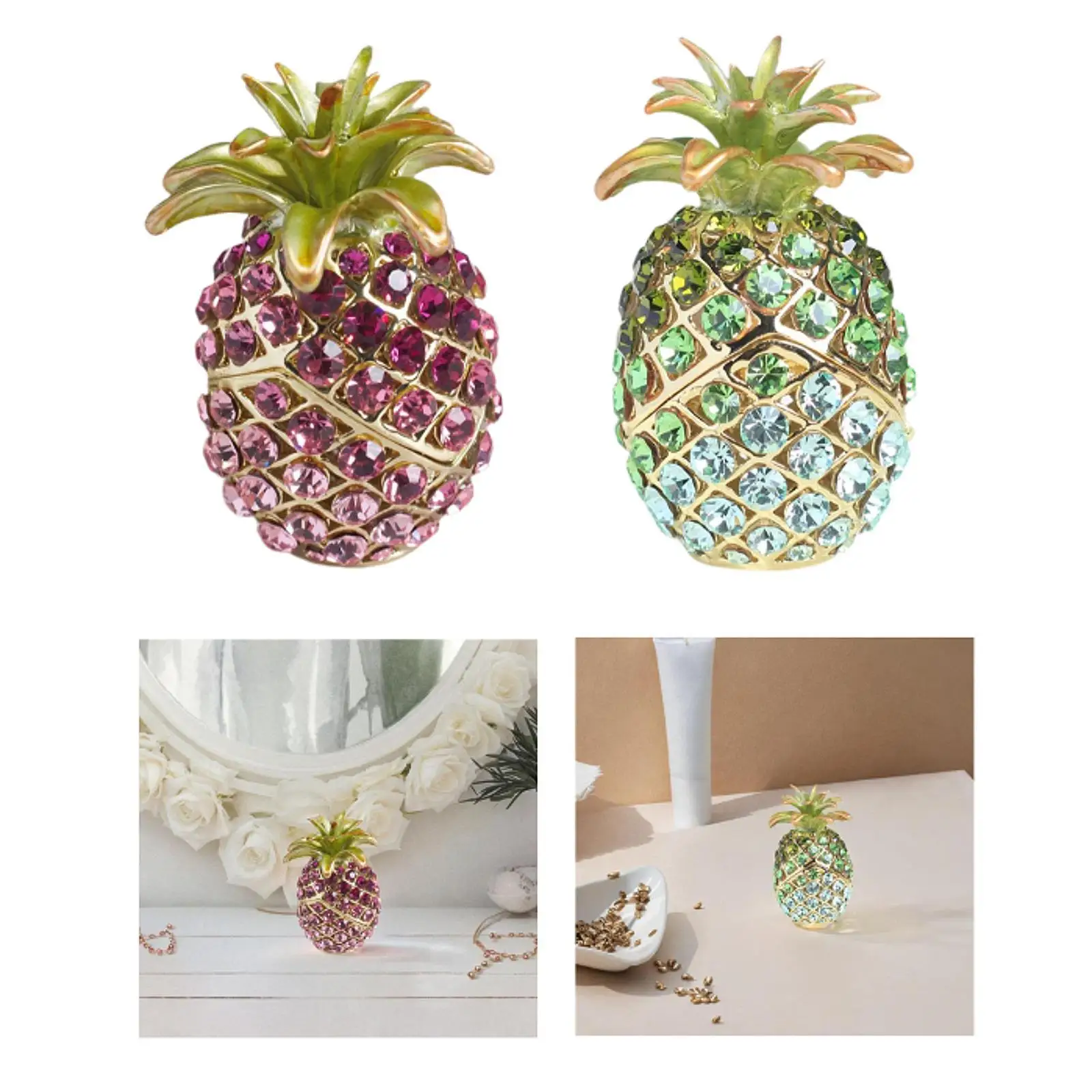 

Pineapple Trinket Box Enameled Jewelry Box for Necklace Earring Pendant