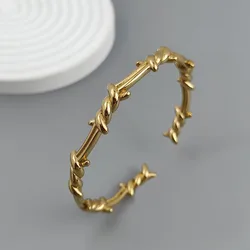 New style wire wrapped thorn stainless steel gold plated 18K bracelet, high quality waterproof silver jewelry, couple gift