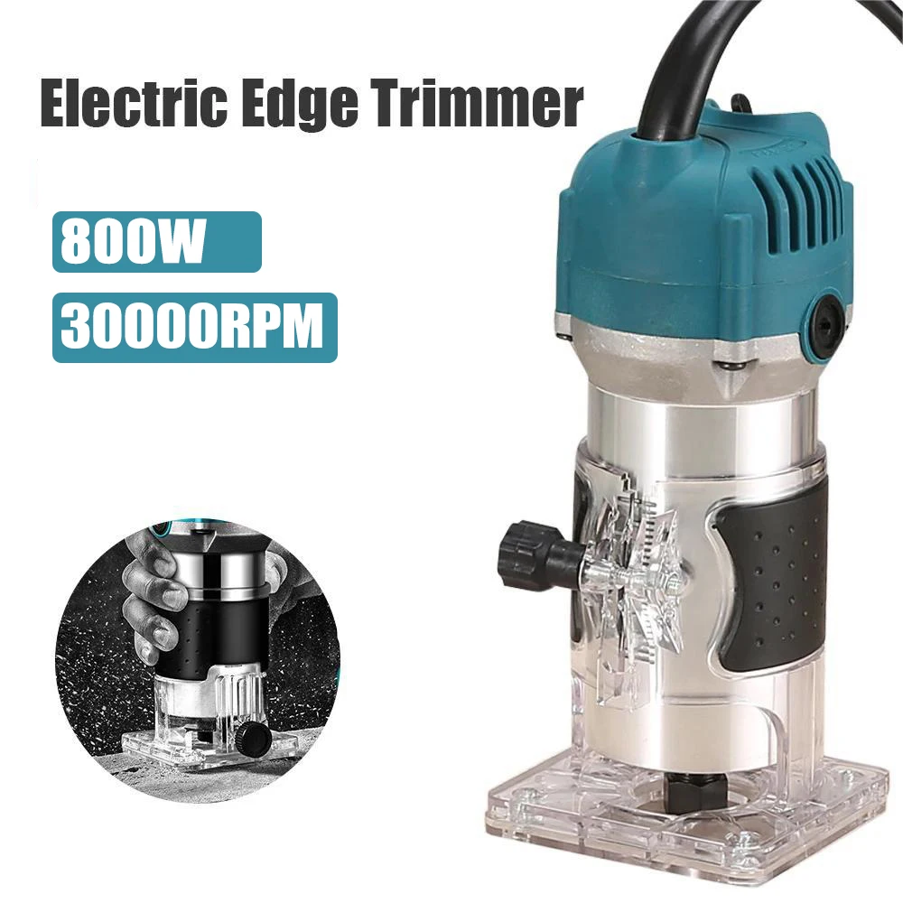 800W 30000RPM Wood Router Machine Woodworking Electric Trimmer 1/4 Inch Wood Carving Milling Cutting Tools Carpenter Power Tools