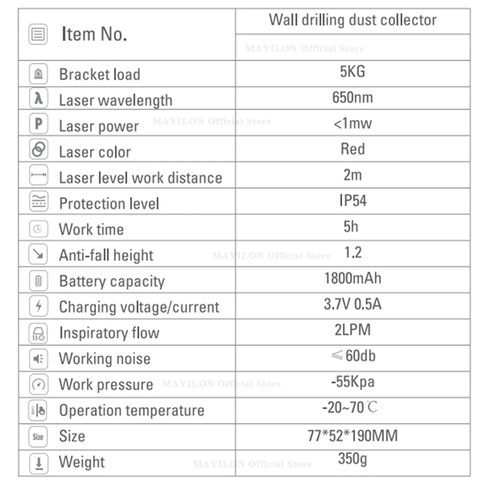 MAYILON M9912 Laser Drill Vacuum Attachment Leveler Wall Hanger Wall Suction Laser Level Bracket Fixator Drilling Tool