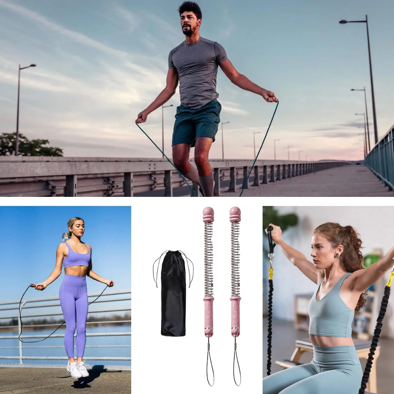 

Heavy-Duty Cordless Battle Rope Spring Fitness Gear Workout Cordless Battle Ropes For Women Men Adults Athletes Gym Outdoor