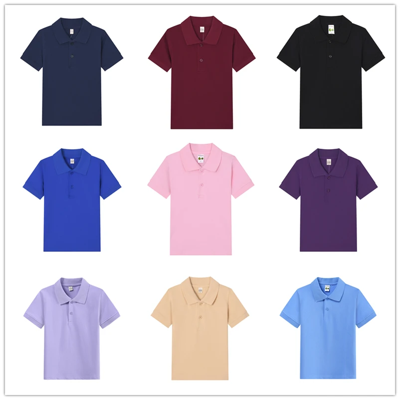 Hot Selling Boys Polo Shirt Children 15 Colors Custom Logo Short-Sleeve High-end eco-friendly cotton Clothes Teens Kids Tshirts