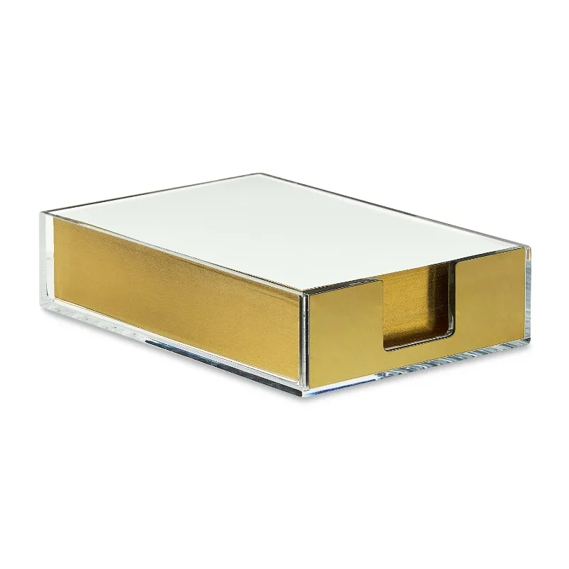 

Acrylic Notepad Set, 6.3 in x 4.4 in x 1.5 in, 300 Sheets, Clear&Gold&White