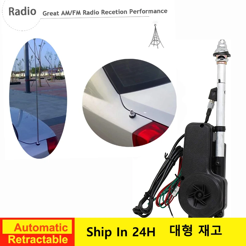 Automatic Retractable Transmitter Aerials 12V Mute Am Fm Radio Antenna Signal Reception Audio Universal Vehicle Accessories