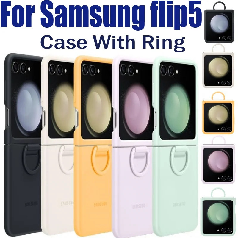 for Galaxy Z Flip5 ring silicone Samsung case with a ring drop resistant stylish and minimalist phone case