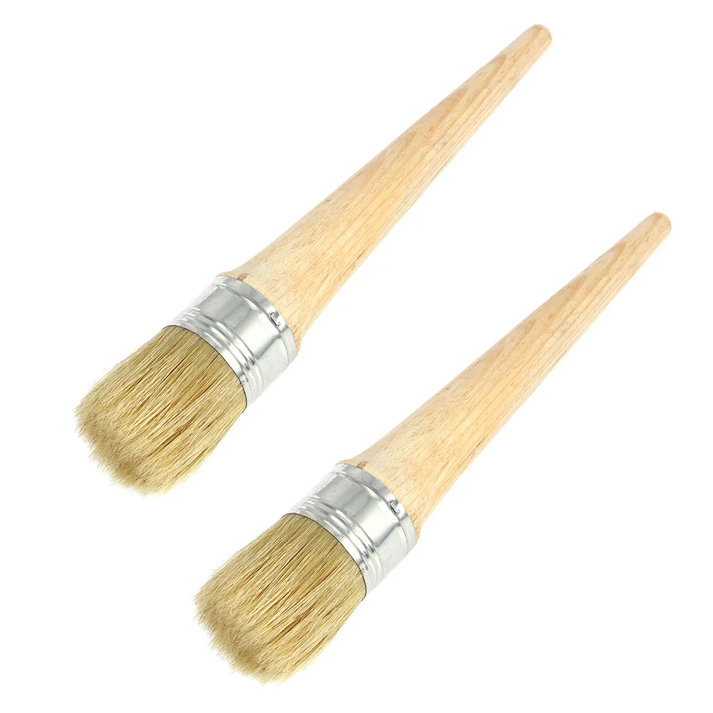 

2 pcs Round Paint Brushes Durable Wax Cabinet Painting Tools for Canvas Oil Artist Home Decor Craft Practical Brushes