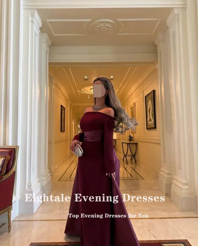 Eightale New Evening Dress off Shoulder Prom Gown Customized Stretchy Long Sleeves Wedding Party Dress Mermaid Robes De Soirée image 5