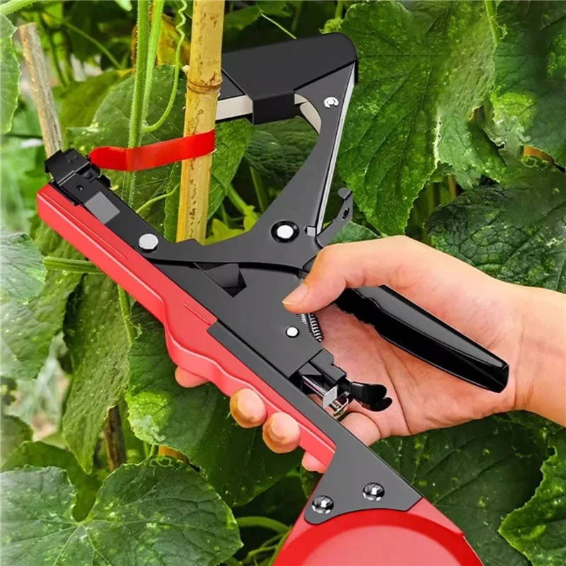 Red Garden Plants Tying Machine Tapetool Tapener +10 Rolls Tape Set for Vegetable Grape Tomato Cucumber Pepper Flowers