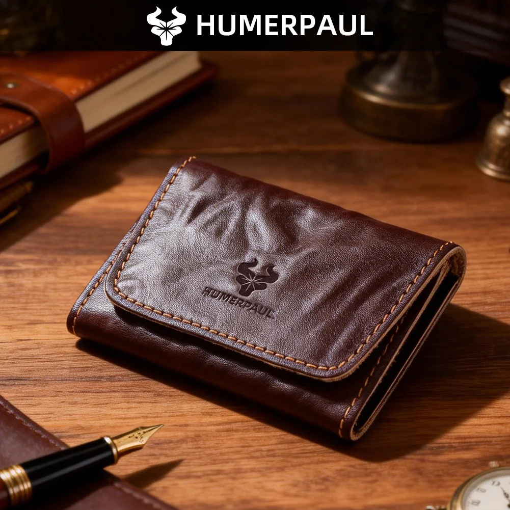 

Кошелек HUMERPAUL из натуральной кожи ручной работы с защитой от RFID, картхолдер для мужчин и женщин, маленький оригинальный клатч