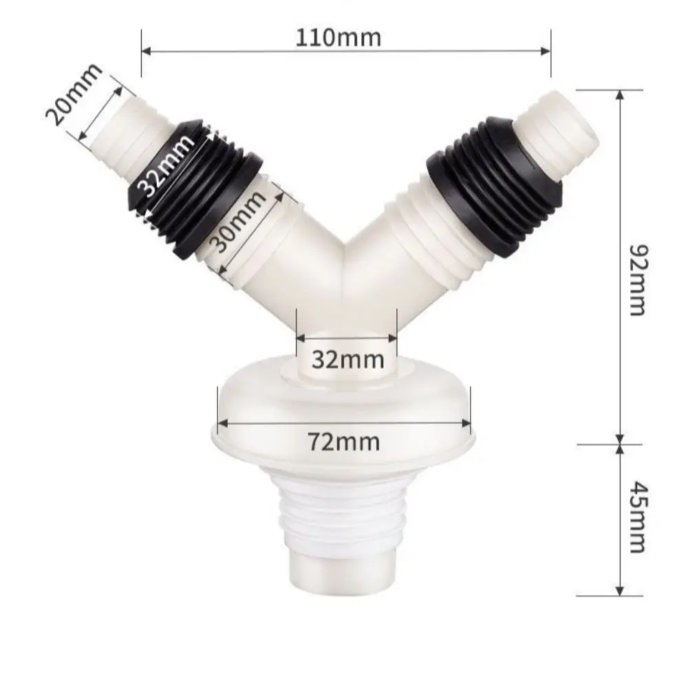 

Dual-Interface Washing Machine Drain Tee Anti-Return Dual-Purpose Floor Drain Joint Pipe Connector Two-In-One Drain Pipe Tee
