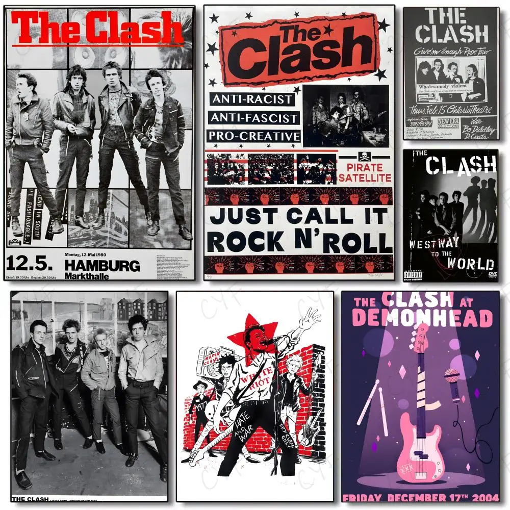 Band Cover The Clash Canvas Oil Poster Poster Painting Wall Art Mural for Living Room Home Decor and Gifts