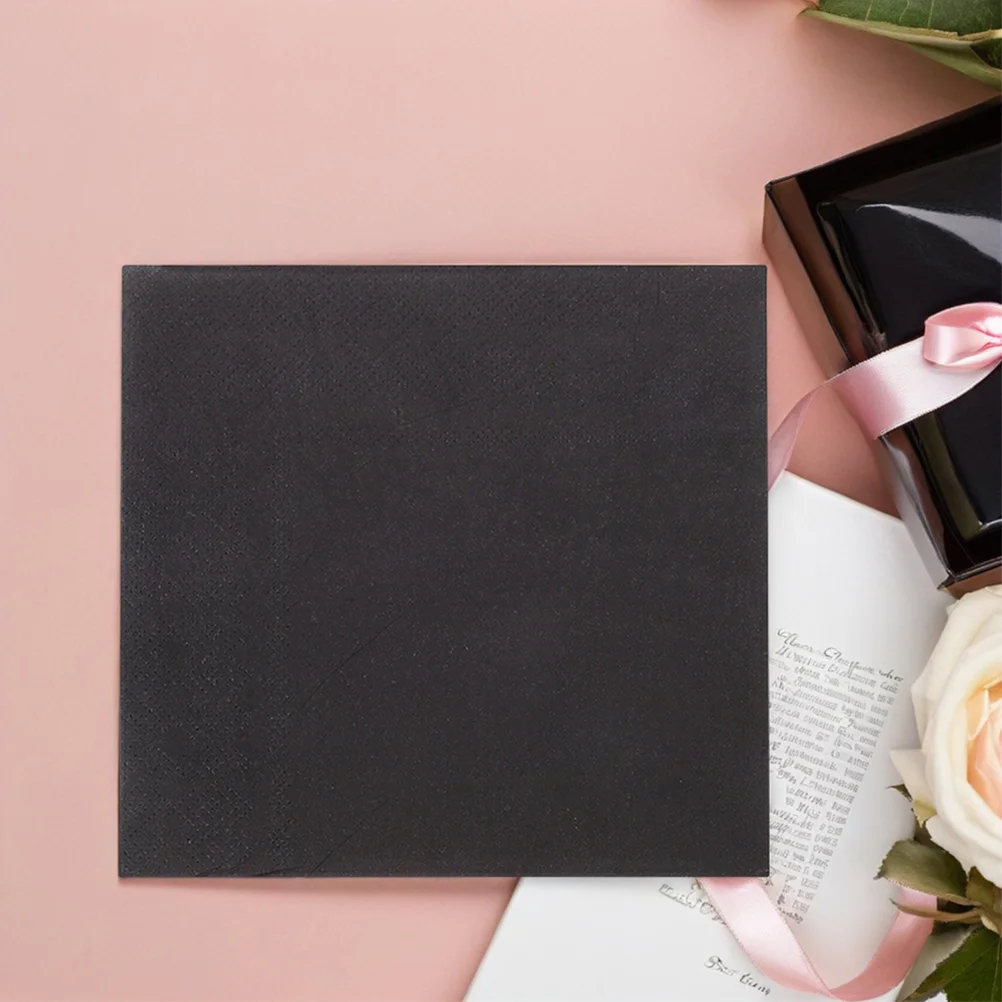 

25Pcs 15.74 Inches Black Lunch Napkins Stylish Disposable Paper for Weddings Birthdays Parties Events Holiday Napkins Paper