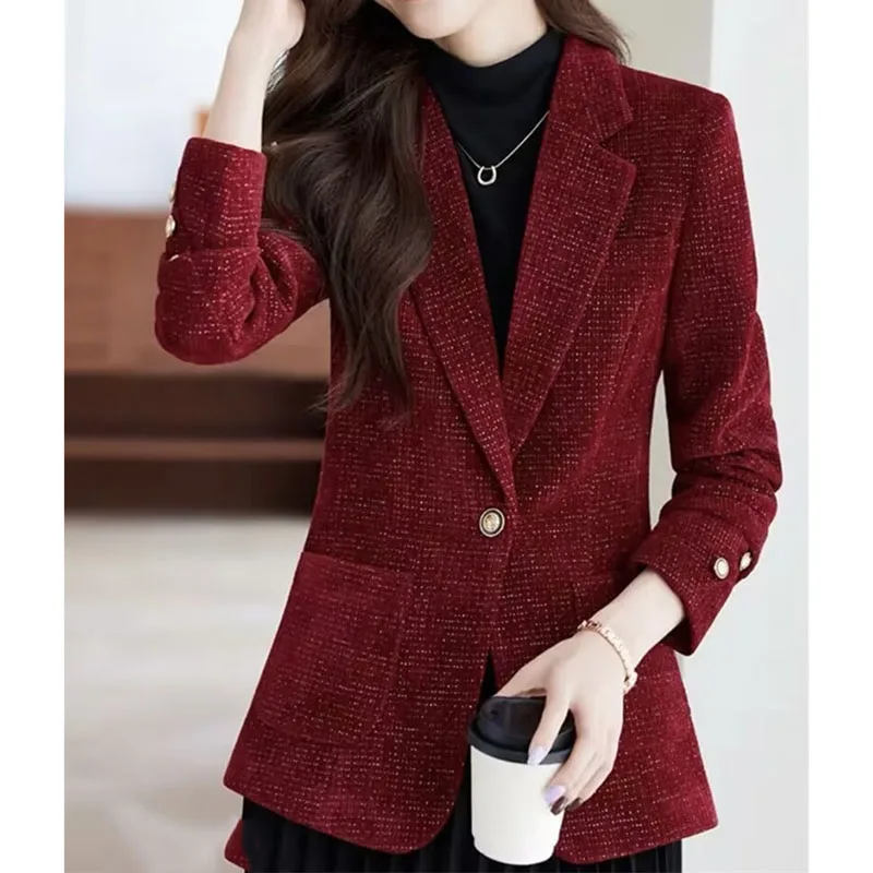 ربيع الخريف بلايز السيدات أبلى الكورية حجم كبير 5XL دعوى المرأة سترة الراقية موضة الترفيه السترة معطف الإناث