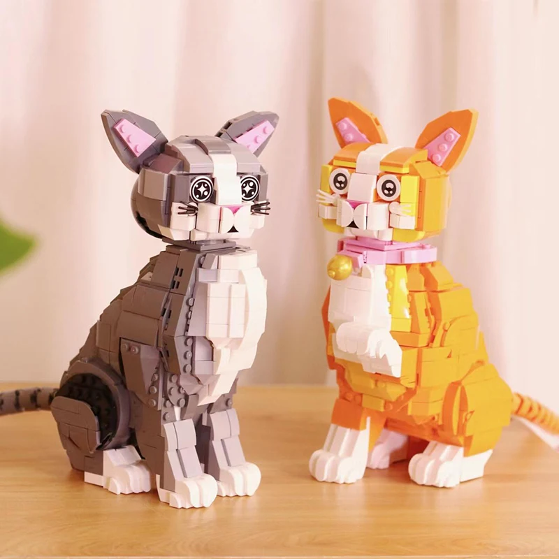 lovely cat model building blocks animals pendant pussycat ornaments mini bricks plastic toys boys and girls gifts