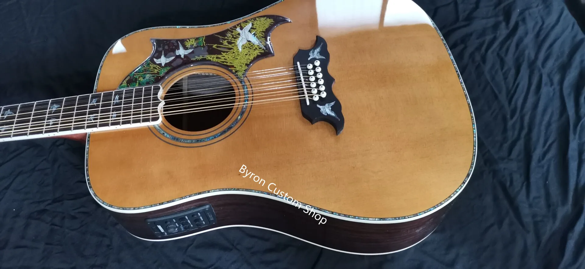 free shipping 8sounds 12 strings handmade customize doves flight natural dreadnought acoustic 12 string solid top guitar