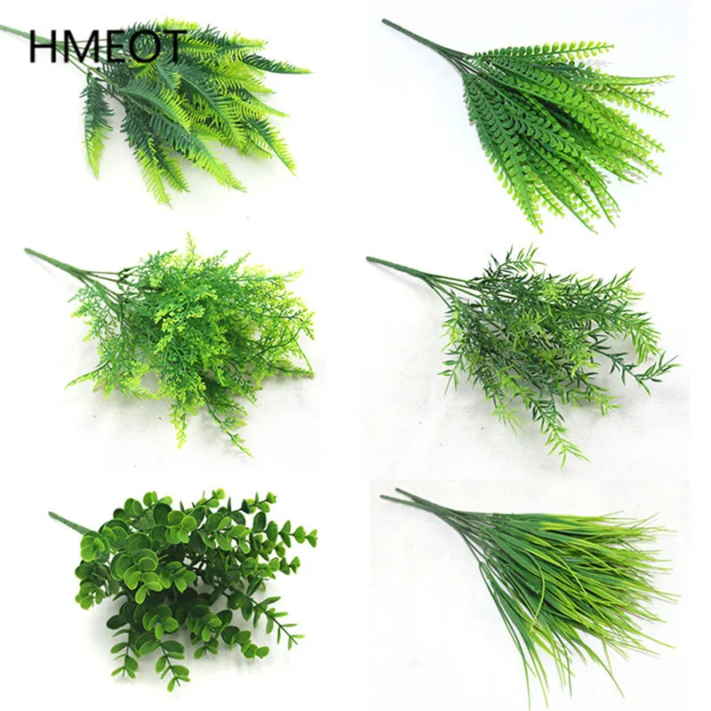 7 Branches Artificial Plants Water Grass Plastic Faux Persian Grass Fern Flower Wall Accessories Garden Bushes Home Vase Decor