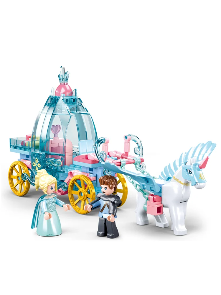 Sluban 191 pièces amis hiver princesse glace et neige chariot assemblage briques blocs de construction créatifs jouets éducatifs pour les filles