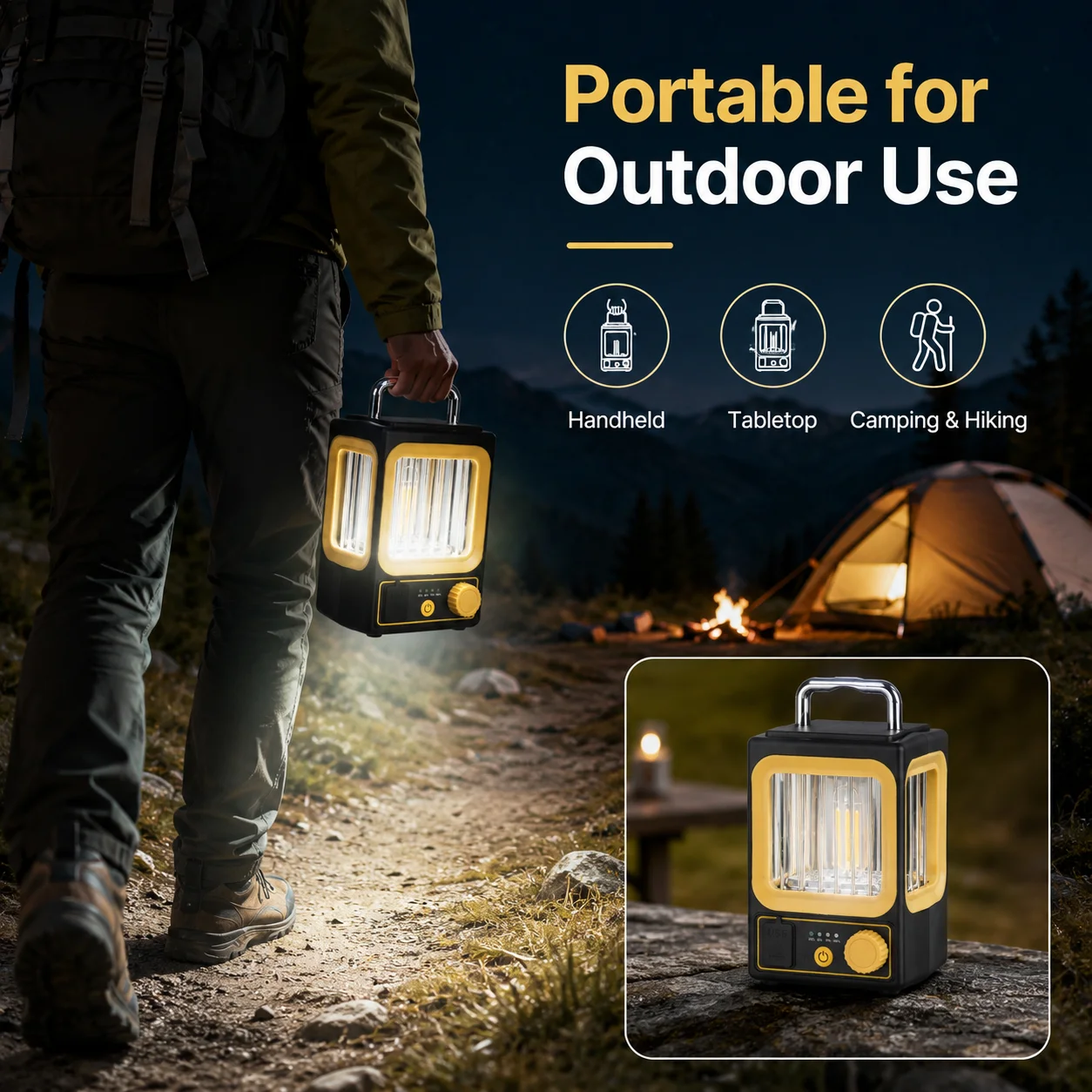 

New Solar Outdoor Camping Light Table Lamp Portable Hanging Solar Light IP65 Waterproof Rechargeable Tent Light for Garden Yard