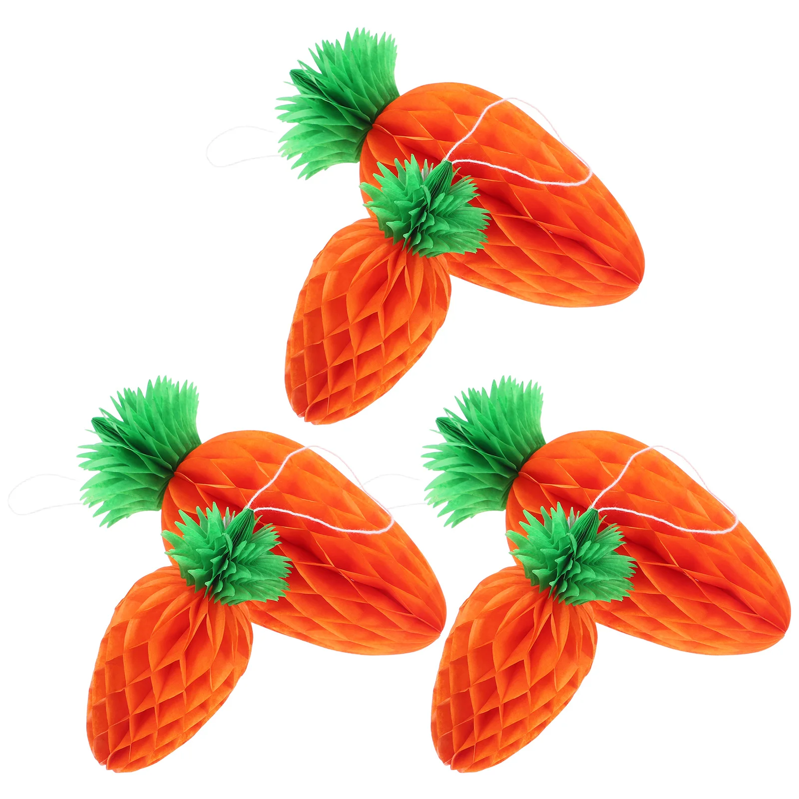 

6pcs Honeycomb Carrot Shape Easter Party Decor Classroom Decoration Vegetable Theme Paper Ornament For Birthday Spring