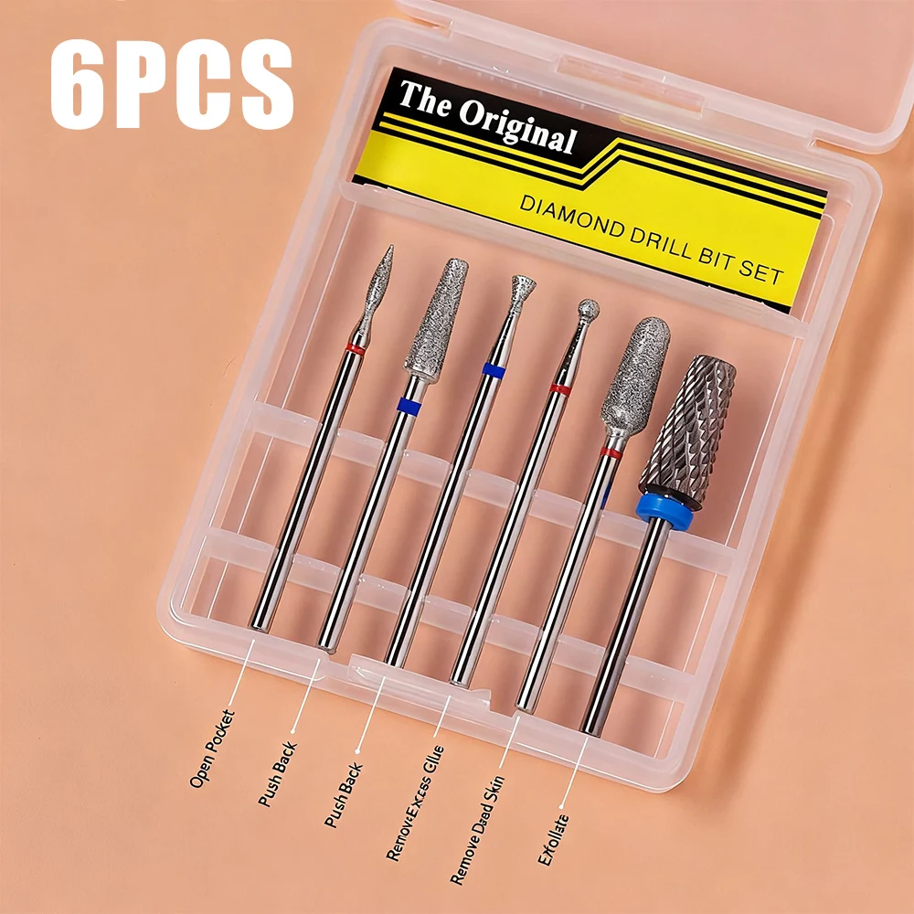 

6Pcs Nail Drill Bits Ball Head 3/32'' Emery Ball Cuticle Clean Nail Bit for Nails File Machine