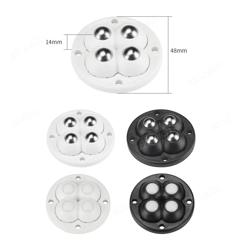 4Pcs Non Punching Adhesive Furniture Ball Universal Pulley Household Mobile Base Accessories Trash Can Bottom Small Wheel
