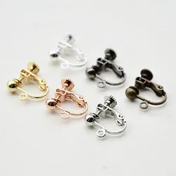 20PCS 14x17mm Brass Round Head Screw Ear Clip DIY Handmade Clip On Earrings Parts No Pierced Ear Clips Jewelry Making Findings