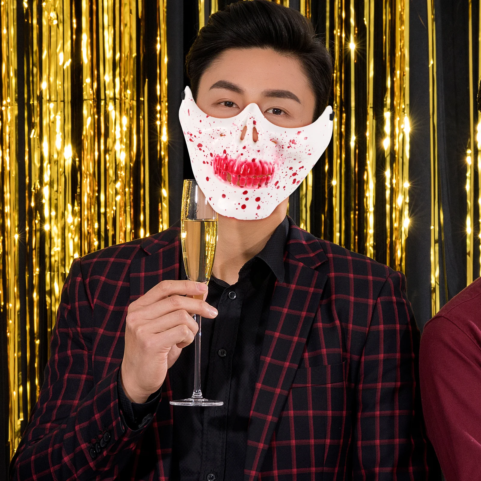 قناع نصف وجه جمجمة واقعي للهالوين، قناع تنكر للحفلات التنكرية، قناع رعب مخيف للرجال والنساء #1