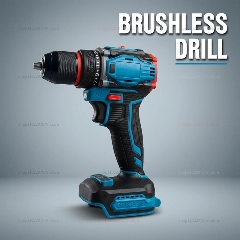 Perceuse et visseuse électrique sans fil sans balais, 2 vitesses, outil à percussion pour le bricolage à domicile et usage professionnel, sans batterie, 18 V