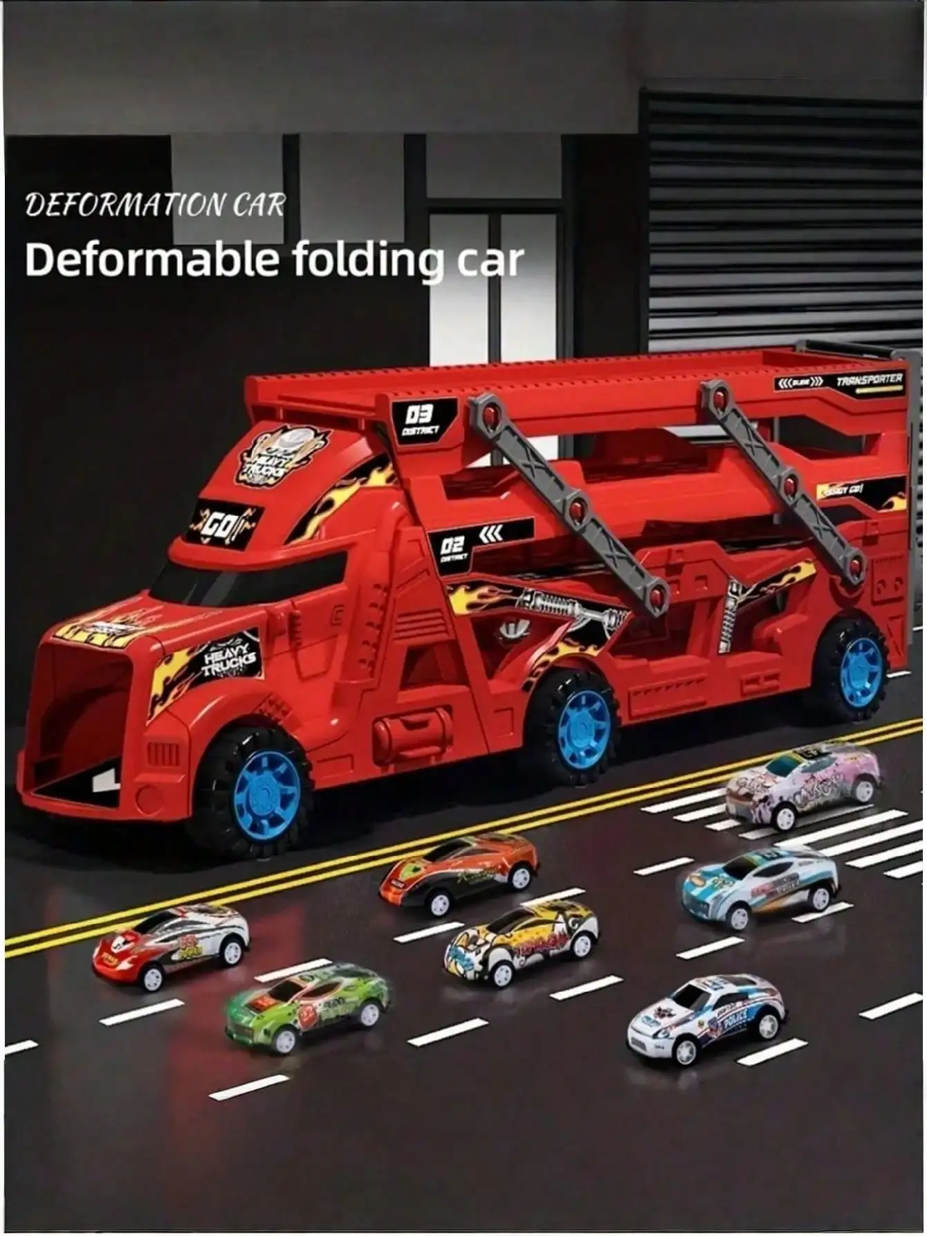 

Складная игрушечная машинка-пусковая установка: инерционный строительный грузовик + 8 мини-автомобилей, подарок для мальчиков и девочек 3-6 лет