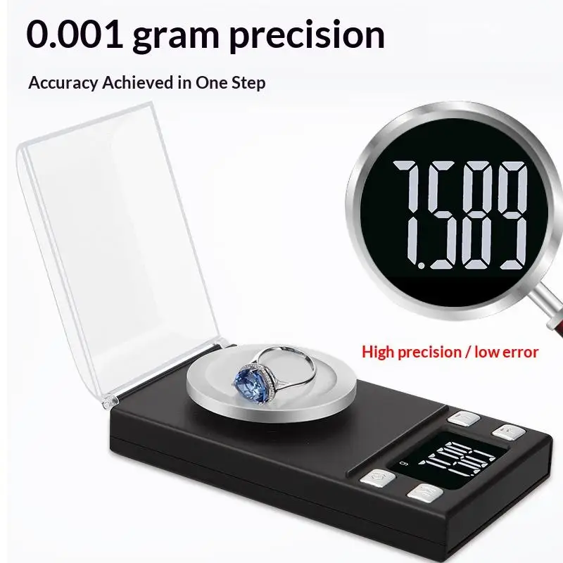 High Precision 0.001g Jewelry Pocket Scale Digital Carat Diamond Milligram Weighing Balance For Ingredients And Gems!