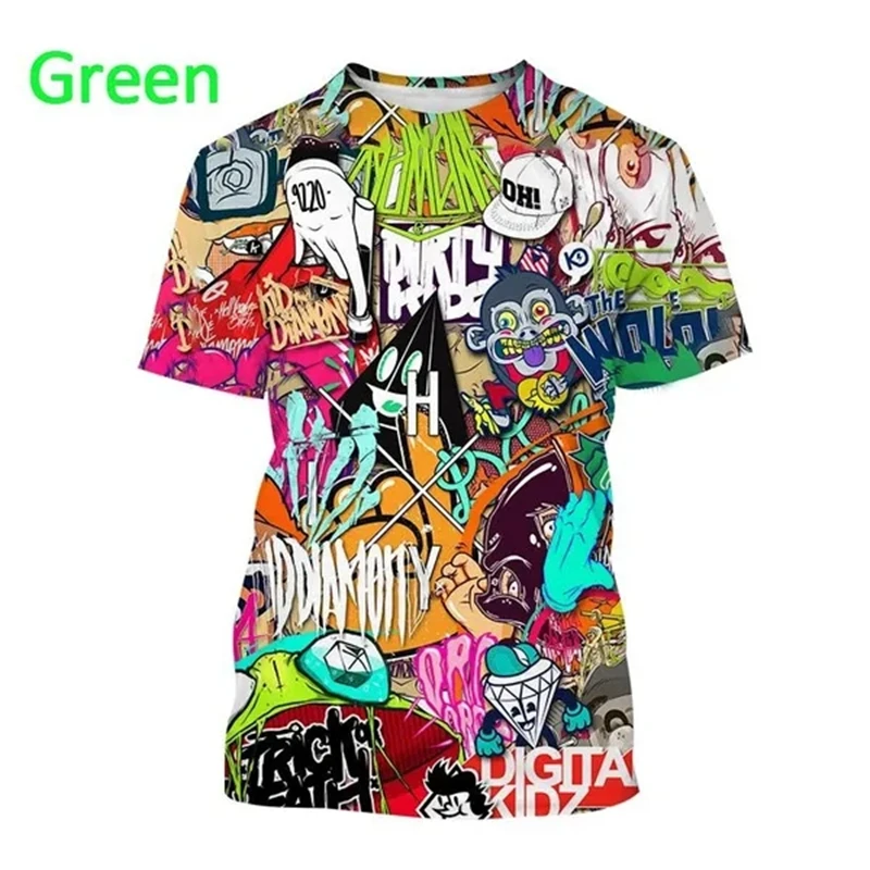 Summer Hot Selling Graffiti 3D Print T Shirt Short Sleeve Street Style Cool Men's Casual T-Shirt Tees Male Streetwear T Shirts