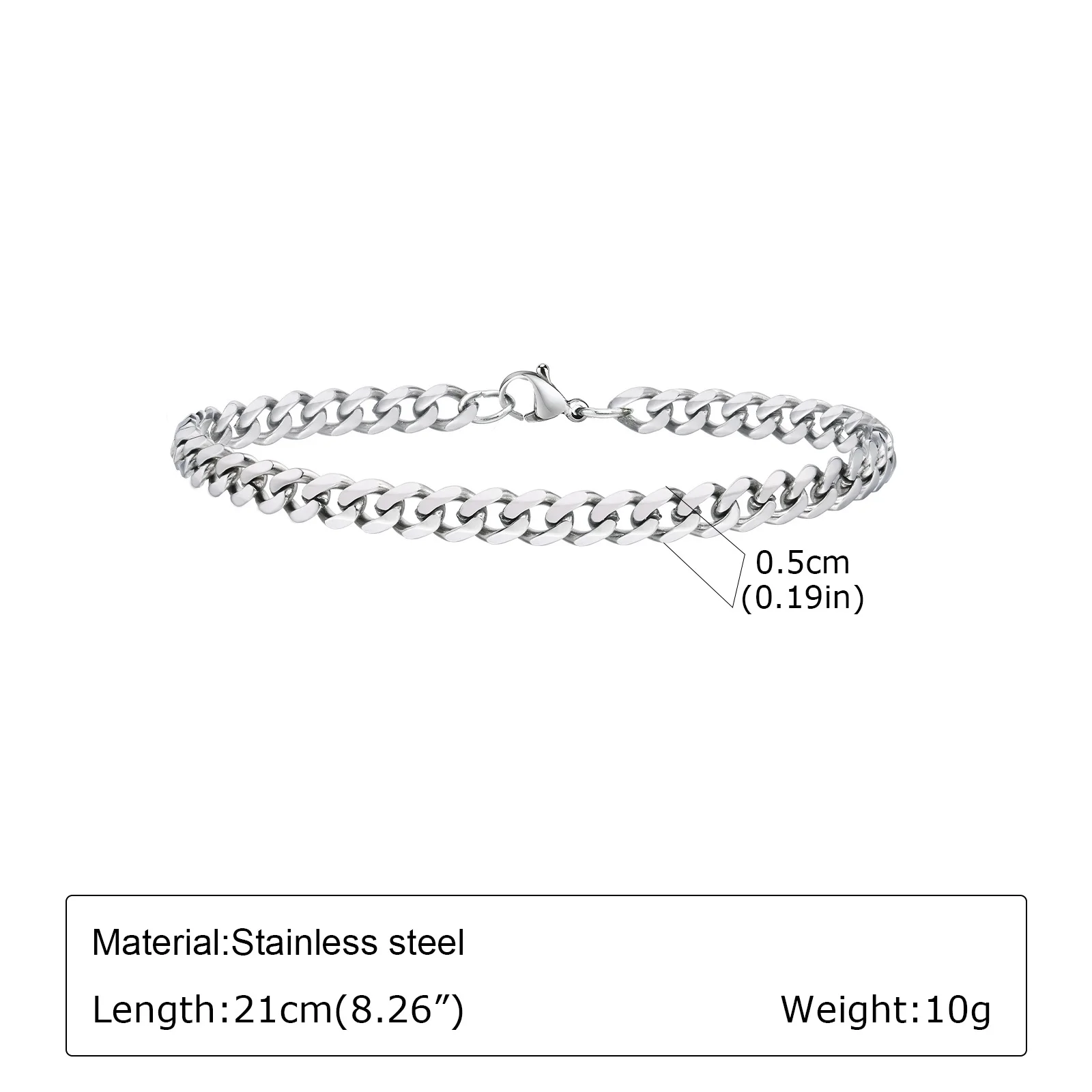 Punk Silberfarbene Herren-Kettenarmbänder, Hip-Hop Edelstahl Geflochtenes Gliederarmband, Klassischer Metallschmuck Geschenk für Ihn Papa