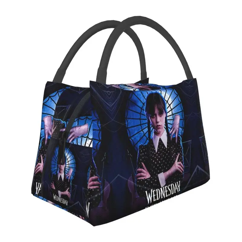 

Custom Supernatural Horror TV Wednesday Addams Lunch Bag Women Cooler Warm Insulated Lunch Boxes for Work Pinic or Travel