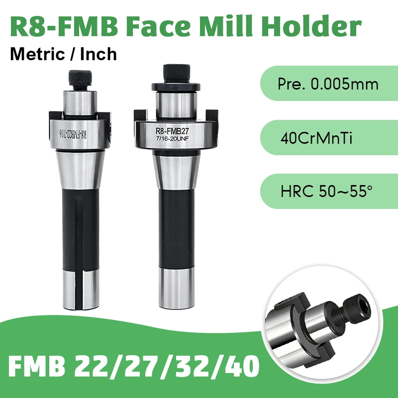R8 Taper M12 Metric CNC Milling Face Mill Tool Holder FMB22 FMB27 FMB32 FMB40 7/16 Imperial Compatible with BAP400R BAP300R