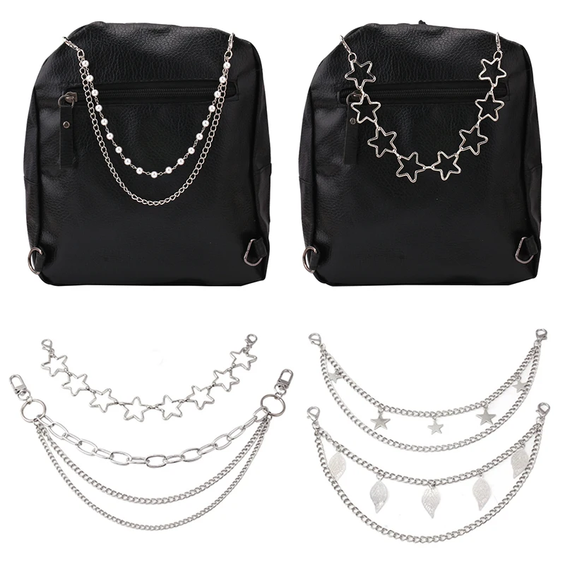 Multi-layer Metal Bag Chain DIY Handles Butterfly Heart Star Pendant Shoulder Bag Chain Replacement Bag Accessories Pearl Chain