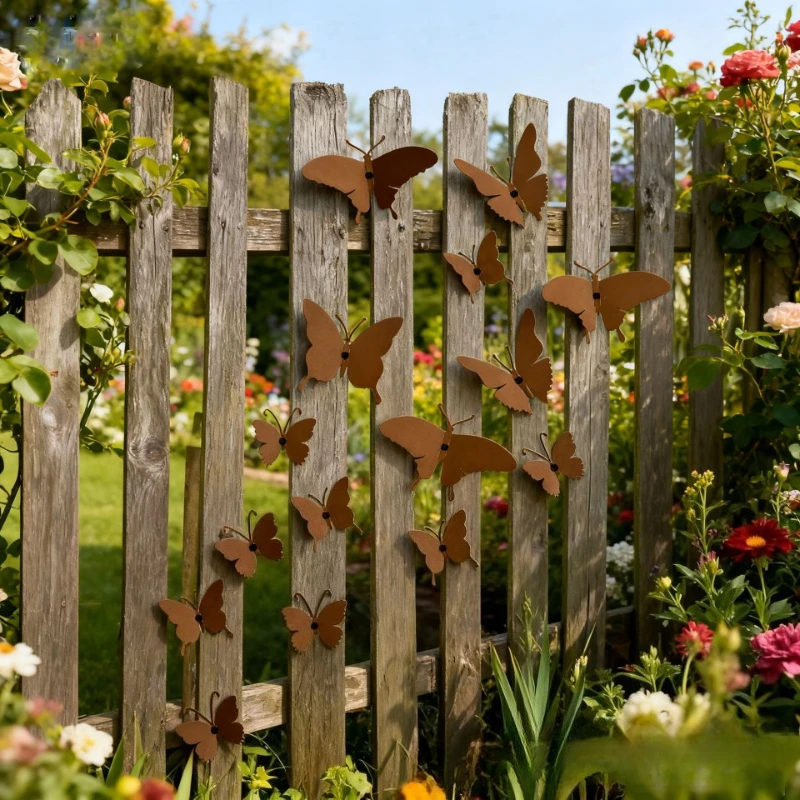 15 pièces printemps métal ferronnerie 3Dimulation escalade papillon décoration murale jardin cour clôture intérieur extérieur décor