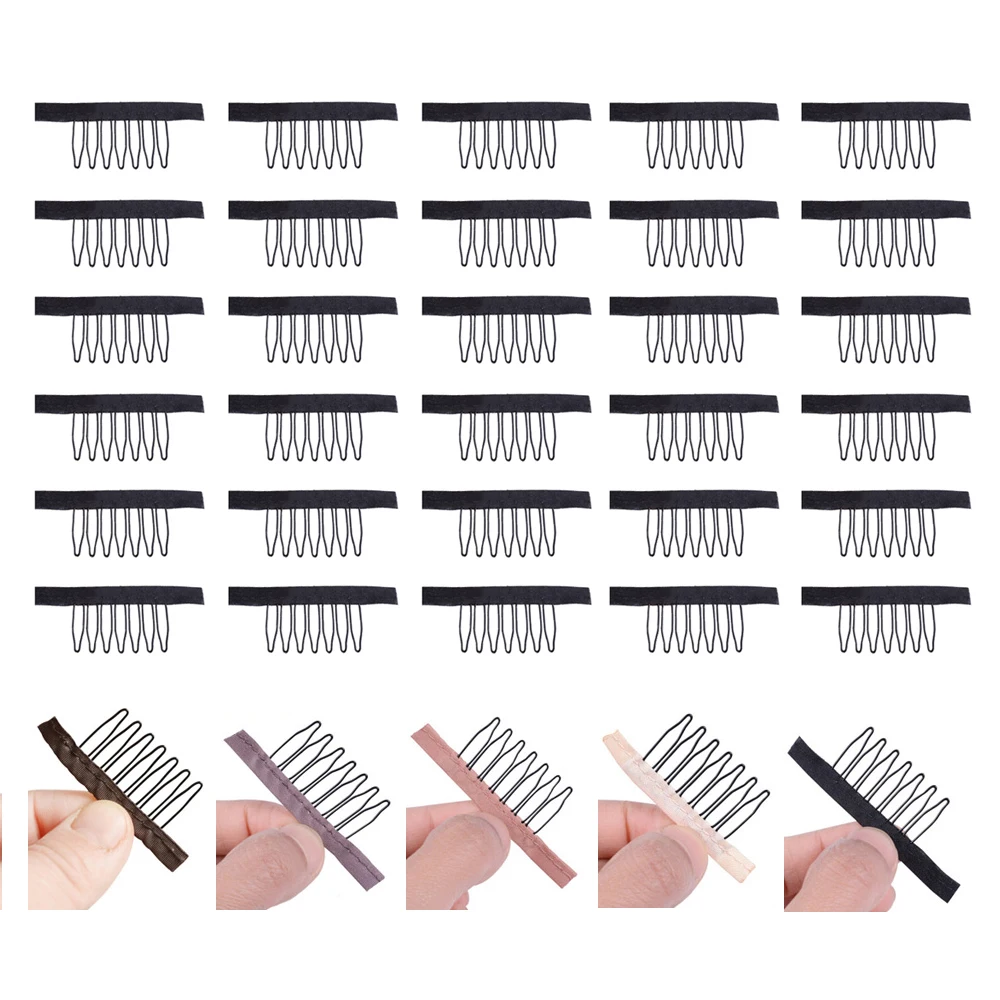 

Lace Wig Clips Steel 7 Tooth Polyester Durable Cloth Wig Combs for Hairpiece Caps Wig Accessories Tools 30 Pcs/Lot
