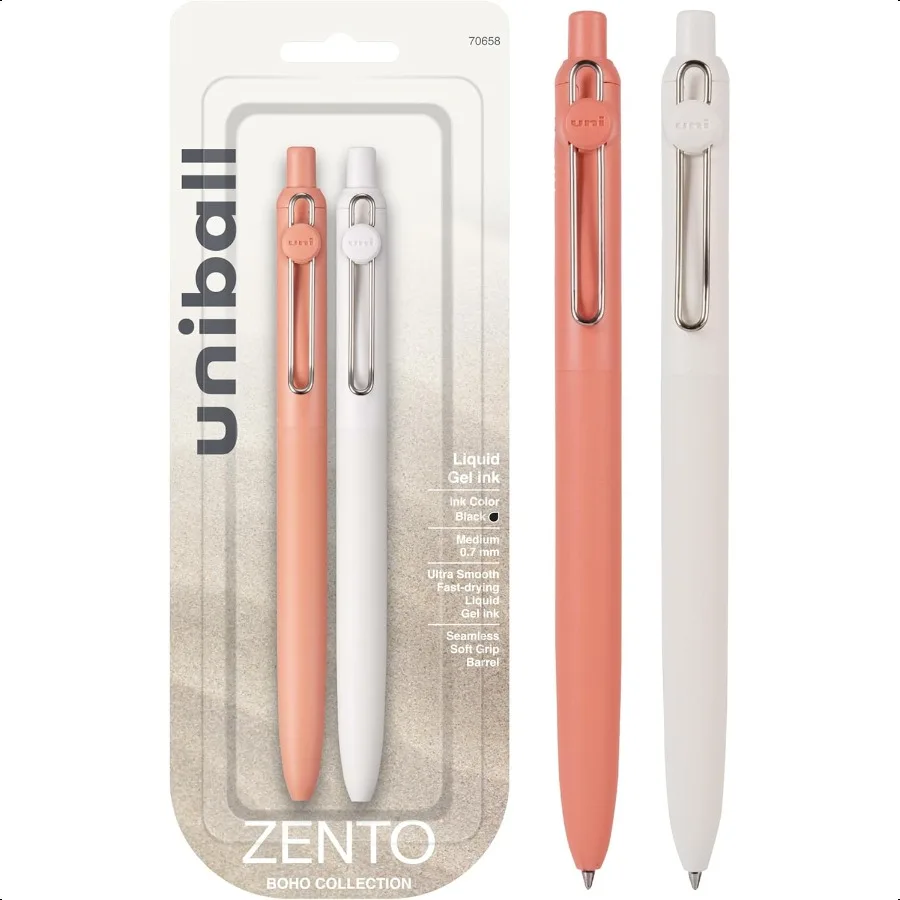 

Zento Gel Ink Rollerball Pens 2 Black Medium Point Smooth Writing Pens Colored Japanese Pens Boho Colors