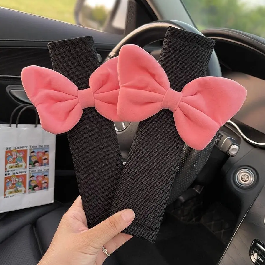 Pokrowiec na pas bezpieczeństwa do samochodu Cute Cartoon Bow Car Anti-leak Protective Car Seat Shoulder Cover Decoration Pink Akcesoria samochodowe — zdjęcie 5
