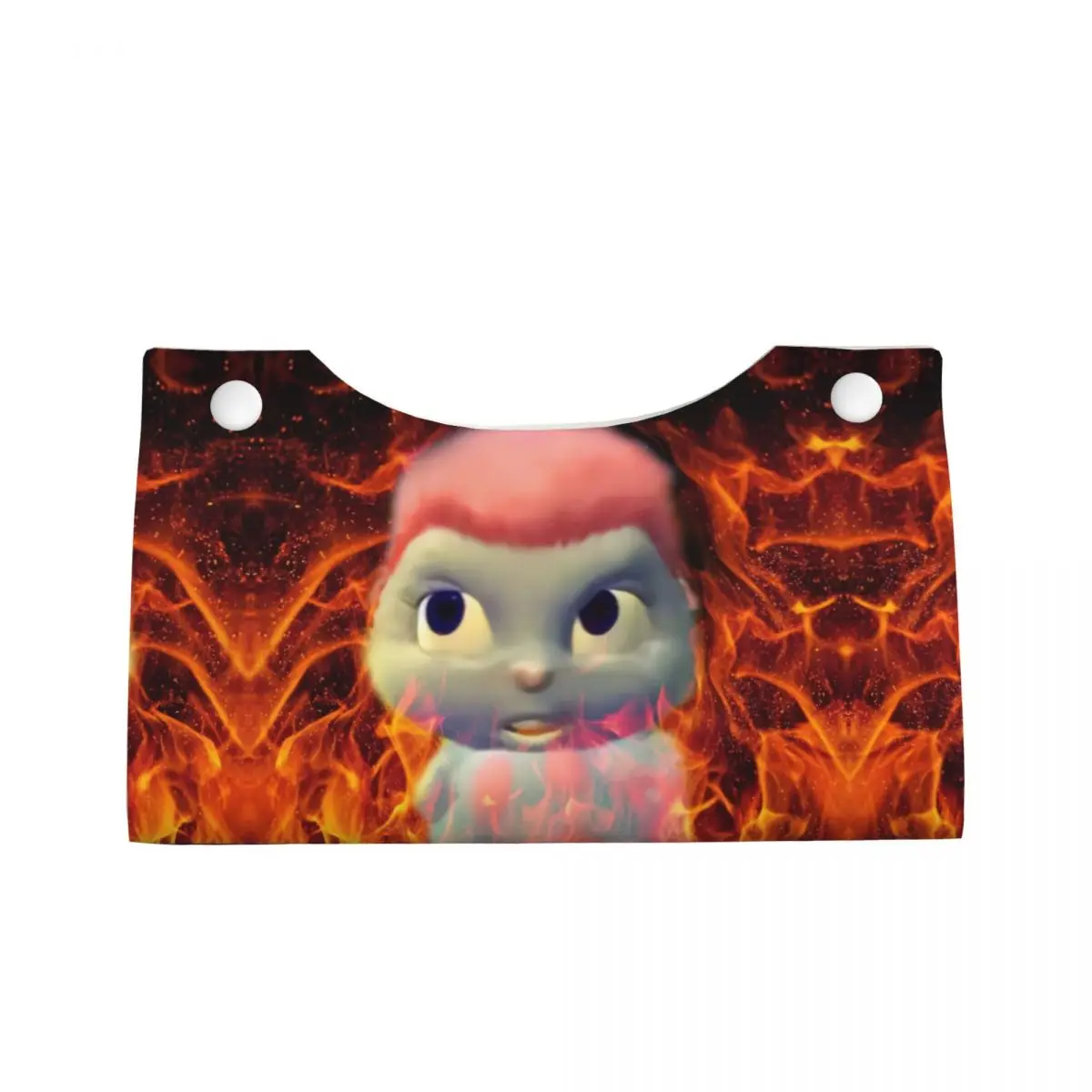 Custom Oo Yeah Bibble Meme Red Flames Tissue Box Cover Rectangular PU Leather Fantasy Facial Tissues Holder for Car