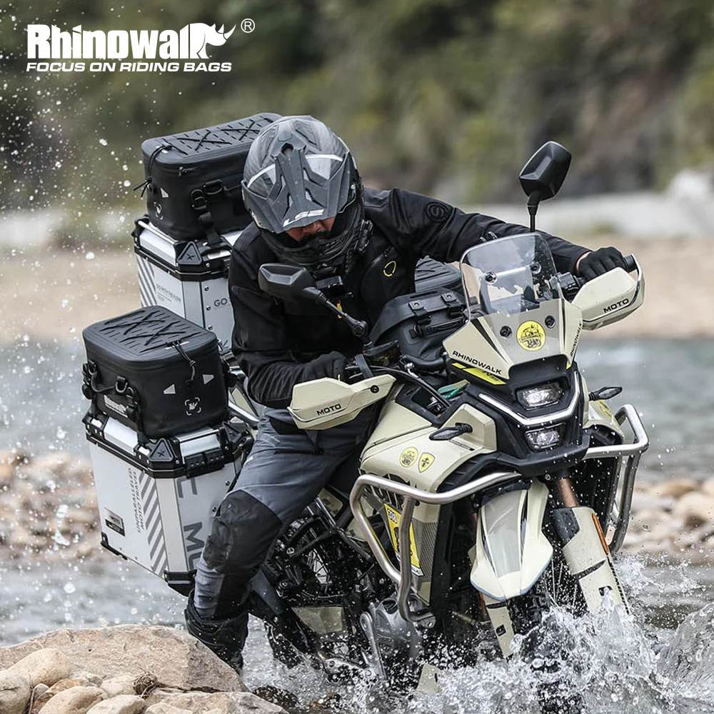 

Rhinowalk Motorcycle Top Bag Waterproof Dry Top Side Case Expansion Bag Hardshell Saddle Luggage Bag For ADV BMW R1200GS R1250G